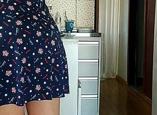 filmed my see-through dress stepmom in kitchen morning flash