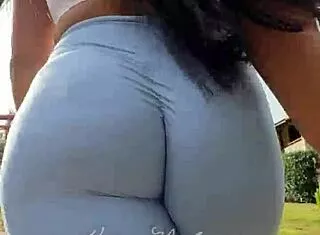 my morning walk in tight leggings hugs my ass so good