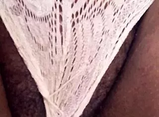 what's a naughty wife in lingerie doing rubbing her big cameltoe pussy solo like that?