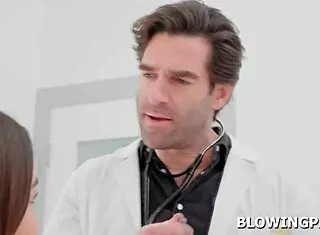 Teen patient chokes on doc's monster cock saliva mess