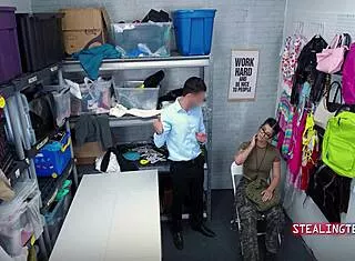 What Happens When Big Butt Burglar Gets Caught by Strict Cop in Garage?