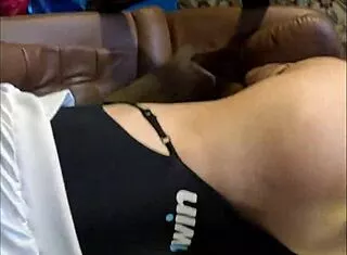 he pounds young skinny bitch doggystyle till she screams in orgasm. rough homemade action shakes her small waist.