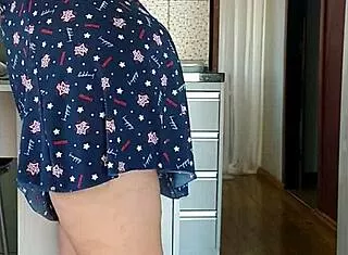 filmed my see-through dress stepmom in kitchen morning flash