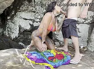 Muscular Brazilian Latina Bodybuilder Fucks Me Full of Cum at Nudist Beach