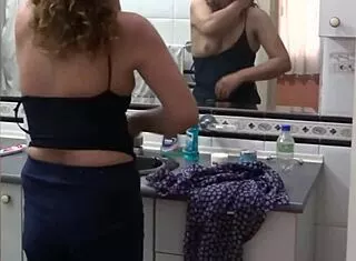 voyeur spies stepmom stripping in bathroom before milf sex compilation