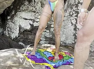 Muscular Brazilian Latina Bodybuilder Fucks Me Full of Cum at Nudist Beach