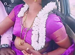 Indian Saree Housewife's Car Handjob Rimjob Dirty Talk Romance