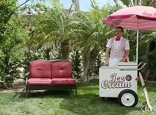 Liz Jordan drips ice cream on perky tits rimmed and doggystyled outdoors