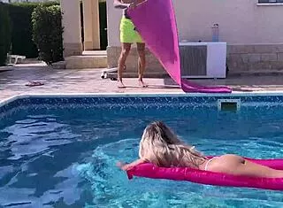 neighbor's hot milf bent over poolside fucked doggy by huge cock!