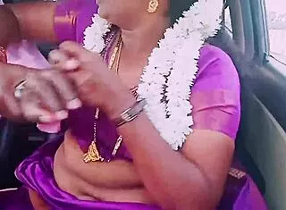 Indian Saree Housewife's Car Handjob Rimjob Dirty Talk Romance