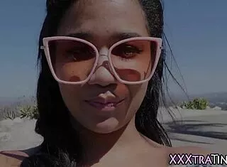 Lil ebony teen 18+ drenched in hot cumshot