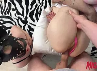 wanna watch blonde slave's ass to mouth threesome?