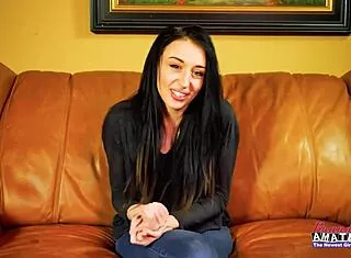 petite inked brunette olyssia rims dildo fingers and gulps