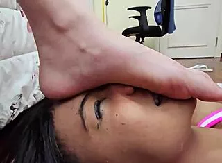 Brazilian Lesbians Stomp Faces Barefoot in Bedroom Domination