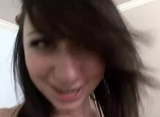Skinny Brunette Teen Takes Monster Cock Ride to Cumshot
