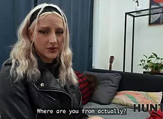 hunt4k. blondie sneaks stranger fuck boyfriend naps nearby