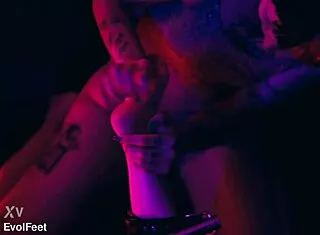 Sexy Bia gags on feet tickle worship in bondage moan