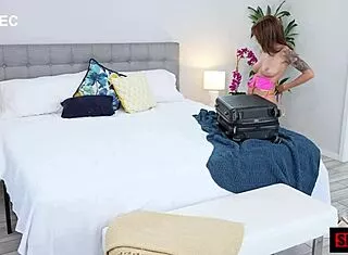 College slut sneaks home wet for stepbro's thick cock craving