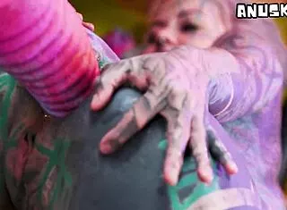 Alt Goth Girls Fist Shaved Pussies with Huge Vibrators and Dildos