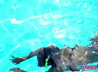 Petite Asian swims plugged then fingers gaping ass outdoors