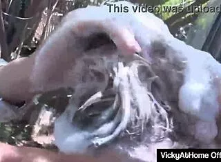 Big Titted Milf Vicky Vette Rubs Hairy Oiled Pussy