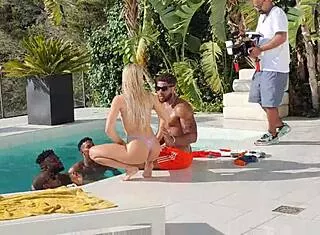 BTS Chloe Chevalier Takes BBC Gangbang Poolside with Big Cocks
