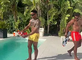 BTS Chloe Chevalier Takes BBC Gangbang Poolside with Big Cocks