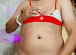 wanna see this hot red ladyboy tranny get wild?