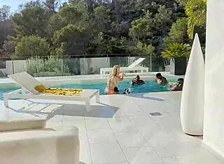 BTS Chloe Chevalier Takes BBC Gangbang Poolside with Big Cocks
