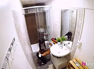 moli drilled bent over cowgirl before porn debut caught shower
