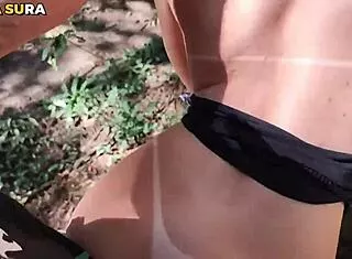 alone in woods flashing tight pussy... what would you do to this skinny teen?