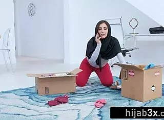 stepsister's boyfriend punishes hijab brat in garage doggystyle