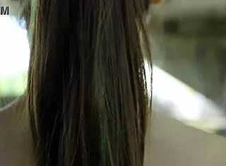 sexiest flexible brunette flashes hairy pussy outdoor