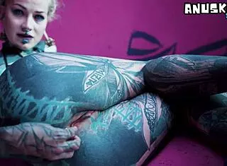 Tattoo Skinny Slut Fingers Gaping Asshole With Toys And Fists