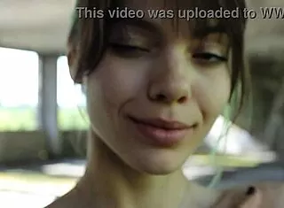 sexiest flexible brunette flashes hairy pussy outdoor