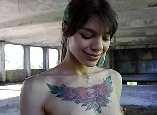 sexiest flexible brunette flashes hairy pussy outdoor