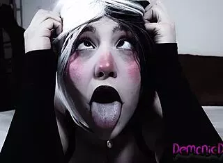 wanna see this sexy goth slut moan while dildo-fucking her sloppy hole?