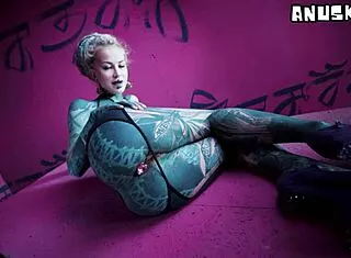 Tattoo Skinny Slut Fingers Gaping Asshole With Toys And Fists