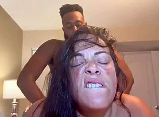 Bbw takes big black cock deep