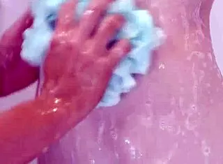Lesbian milf fingers her gf stepdaughter in shower