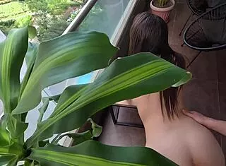 real 18 year old girl has sex on a balcony