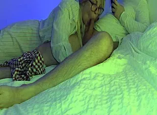 Stepmom sucks stepsons dick while he works on the phone