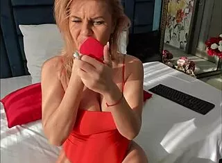 Toy Fills Hot Blonde's Wet Pussy for Steamy Webcam Action