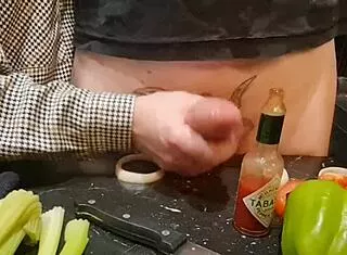 Kitchen Cock Torment Urethral Insertion Cucumber Ball Kicking Extreme