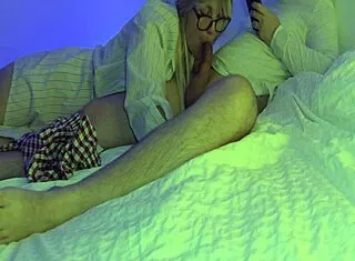 Stepmom sucks stepsons dick while he works on the phone