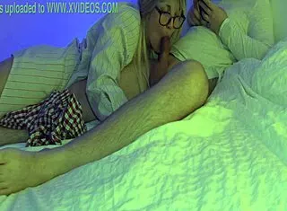 Stepmom sucks stepsons dick while he works on the phone