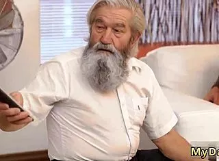 Teasing old man with young 18+ couple