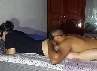 slurping her dripping wet pussy juices hungrily
