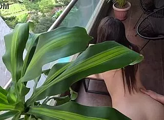 real 18 year old girl has sex on a balcony