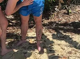 Beach Threesome With Big Cock Fun